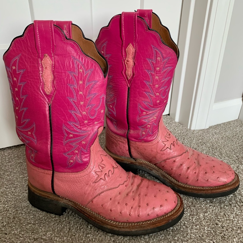 Lucchese Pink Ostrich Boots